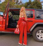 Women's Casual Sports Suit Solid Letter Drill Sportswear Long-Sleeved Hooded Loose Trousers Two-Set 68HZ