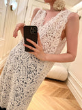 Summer Relaxation Feeling Wears A Long Vest Cashew Three-Dimensional Lace 3 Meters Side Side Open Fork Top