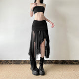 2025 Summer New Women's Solid Color Dress Street Fashion High-Waist Irregular Skirt Dress 68HZ