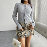 Dili 2025 Autumn And Winter Top Women's Temperament Repair Cardigan Buckle Long-Sleeved Sweater