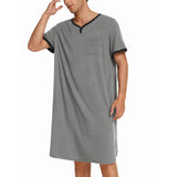 Spring And Summer Men's Home Clothes Pajamas Short-Sleeved Imitation Cotton Frame Bump Color Casual Men's Long Aja Skirt