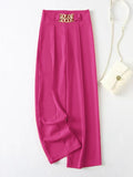 2025 New Solid Color Micro-Slung High Waist Lanky Trousers Slacks Wide Leg Pants Trousers Women