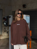 Women's Spring And Summer Loose Solid Color Oversize Round-Neck Long-Sleeved Casual T-Shirt Fashion Dress 68HZ