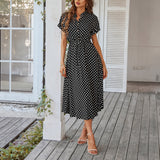 Dili 2025 Spring And Summer Temperament Leisure Holiday Storm Point Print High-Waisted Dress Women's Dress