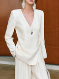 2026 Spring New V-Neck Top Solid Texture With Long-Sleeved Literary Retro-Styled Women's Coat