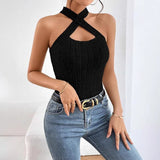 2025 New Self-Repair Cross-Hanging Sleeveless Shoulder Lady Sexy Vest Top