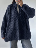Dili Leisure Vacation Wool Woven Solid Color Long-Sleeved Sweater Women's Clothing 2025 Autumn And Winter
