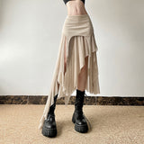2025 Summer New Women's Solid Color Dress Street Fashion High-Waist Irregular Skirt Dress 68HZ