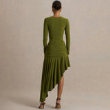 Autumn 2025 New Fashion Temperament Body-Body-In-Scuffed And Sexy Folding Folding Irregular Bag-Groom Dress