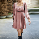 Dili Silk Velvet Square Dress 2025 Autumn And Winter Women's Elegant Short Dress