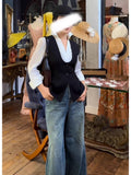 Old Money Wind U Collar Suit Vest Vest Women To Repair Sleeveless Folding On The Shoulders