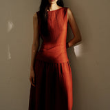Word Of Mouth Into The Micro-Wrinkled Texture Is Two Wearing Bare Backs With A Half-Dress Linen Set