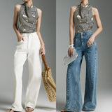 Spring And Summer New Printing Roman Line Twill Printing Hanging Neck Sexy Sling Vest Women