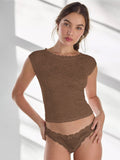 Women's Lace Lace Short-Sleeved Women's Top Women's Sexy Hollow Air Sex Lace Jersey