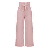 Fashion New Women's Trousers Casual Broad Leg Trousers With Belt Temperament Commuter Pants