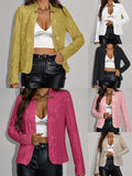 Women's New Fashion Collar Solid Color Short Coat Casual Set-Up Glid Coat