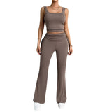 Dili Women's Clothing 2025 Spring And Summer Leisure Solid Color Repair Vest Long Pants Set