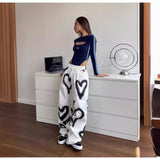 Spice Girls Casual Fashion Trousers Y2k Hip Hop Love Graffiti Tight Rope Wide Leg Pants Loose Mop 68HZ