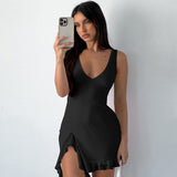 2025 Explosion Summer Pure Style Tuxedo Women's Dress Sling Dress V Tie Hottie Dress Summer