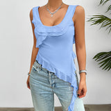 Dili Women's Clothing 2025 Spring And Summer Y2K Solid Color Sleeveless U Collar Mesh Sling Sling Sling