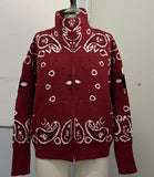 Small Print Leisure Languid Knitted Collar Zipper Long-Sleeved Sweater Seaside Vacation