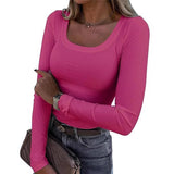 2025 Lace Splicing V-Neck Tight Solid Color Short-Sleeved T-Shirt Women's Summer New Pure Desire To Slim Top