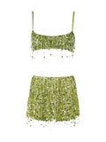 2025 New Short-Sleeved Sexy Sleeve Sling Short Skirt Set Summer Party Women's Dress