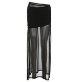 2025 Summer New Women's Solid Color Slimming Street Fashion High-Waist Net Half-Body Skirt 68HZ