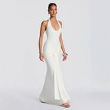 2025 Women's New Ribbon Splicing Slings Long Skirts To Hang Neck Dress Dress