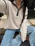 Dili Casual Simple Solid Color Long-Sleeved Zipper Sweater Women's 2025 Autumn And Winter