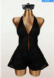 The New INS Pure Flower Design Repair Sexy Hanging Neck Tying With Trousers Jumpsuit