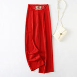 2025 New Solid Color Micro-Slung High Waist Lanky Trousers Slacks Wide Leg Pants Trousers Women