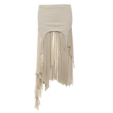 2025 Summer New Women's Solid Color Dress Street Fashion High-Waist Irregular Skirt Dress 68HZ