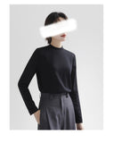 Simple Cotton Small Collar T-Shirt Women Long Sleeve Suture Commuting Loose Thin Half High School Jersey Top