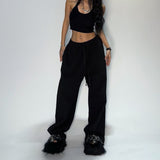 Y2K Gray Trousers Women Hip Hop Retro Broad Leg Trousers Gray Street Dance Jogging Trousers Loose Street Casual Pants 68HZ
