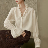 New Wear Striped Oblique Tops Old Money Wind Commuting Thick Coat Folded Shirt