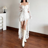 New Women's Clothing In The Autumn Of 2025 Pure Color High-Waist Fashion Collar Long-Sleeved Lace Splicing Dress 68HZ