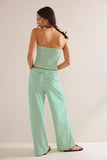 Sexy Self-Pairing Casual Striped Set Of Color Corset Tsets Fashion Tight Trousers Two-Piece Set 68HZ