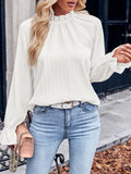 Spring And Summer Women's Solid Color Lotus Leaf Collar Loose-Fitting Chiffon French Top Shirt Women's Long Sleeves