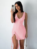 2025 Explosion Summer Pure Style Tuxedo Women's Dress Sling Dress V Tie Hottie Dress Summer