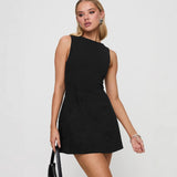 2025 New Temperament Sleeveless Artificial Wrap-Up Dressing Tight Fashion Sexy Solid Color Dress