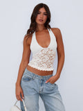 2025 New Babes Hollow Lace Repair Sexy Small Vest Y2K Sexy Hanging Neck Top Woman