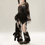 Small-Cutter Black Spider Web Coat Sweater Y2K Sweet Cool Girl Dark Hooded Shirt 68HZ