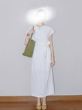 The New Hopeful Holiday Wind Tied With White Dress Summer Short-Sleeved Dress