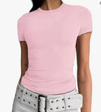2025 Women's Long-Sleeved T-Shirt Spring And Autumn Solid-Colored T-Shirt T-Shirt Women's Street Dress Shirt Short