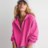 Explosion Fashion Loose Fashion Hooded Jacket Women's Autumn And Winter Women's V-Neck Blouse Long-Sleeved Shirt