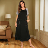 Spring And Summer Ladies Pyjamas Dress Color Cotton Frame Short Sleeve Dress Bumping Bag Women's Homewear Pajamas
