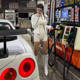 2025 Summer New White Slim High Collar Sleeveless Thin Niche Design Sense Of Match-Suit Woman 68HZ
