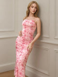 Women's New Elastic Repair Crums Flower Sexy French Sling Dress