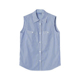 Summer New Sleeveless Shirt Striped Casual Right Angle Shoulder Shirt London Street Simple Wear Top